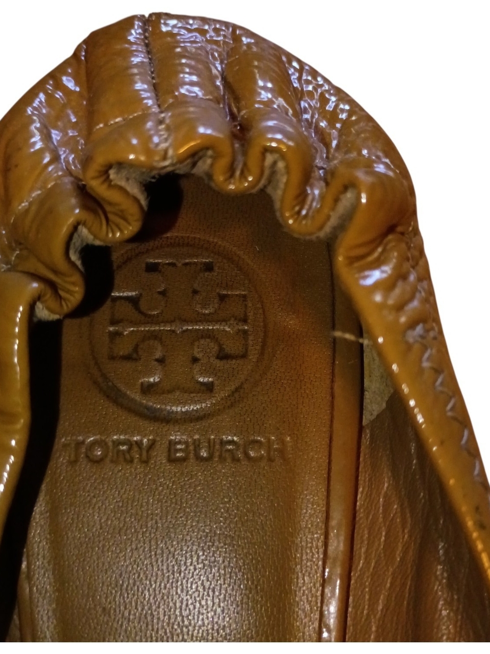 Tory Burch Tan Leather Logo Ballet Flats - Picture 6 of 8